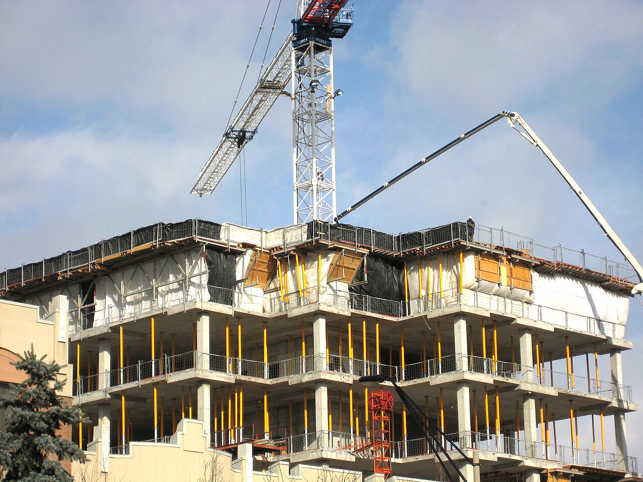 Example of concrete being pumped on a structural project