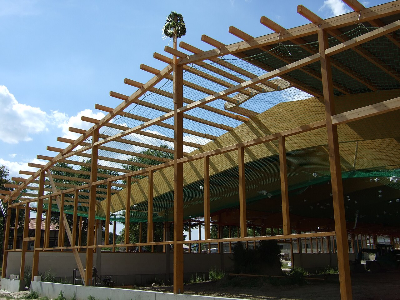 Example of an open timber frame structure
