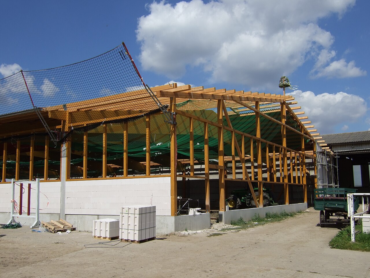 Example of wood wall and roof framing